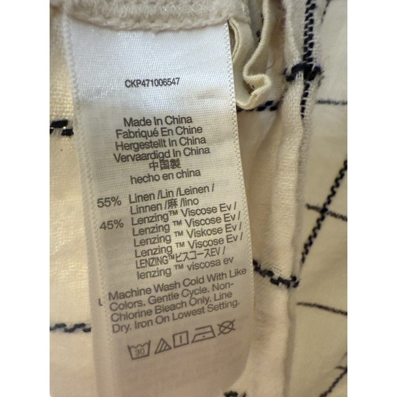 Madewell‎ Windowpane Linen Blend Resort Cropped Shirt Women's Size M - Picture 4 of 4